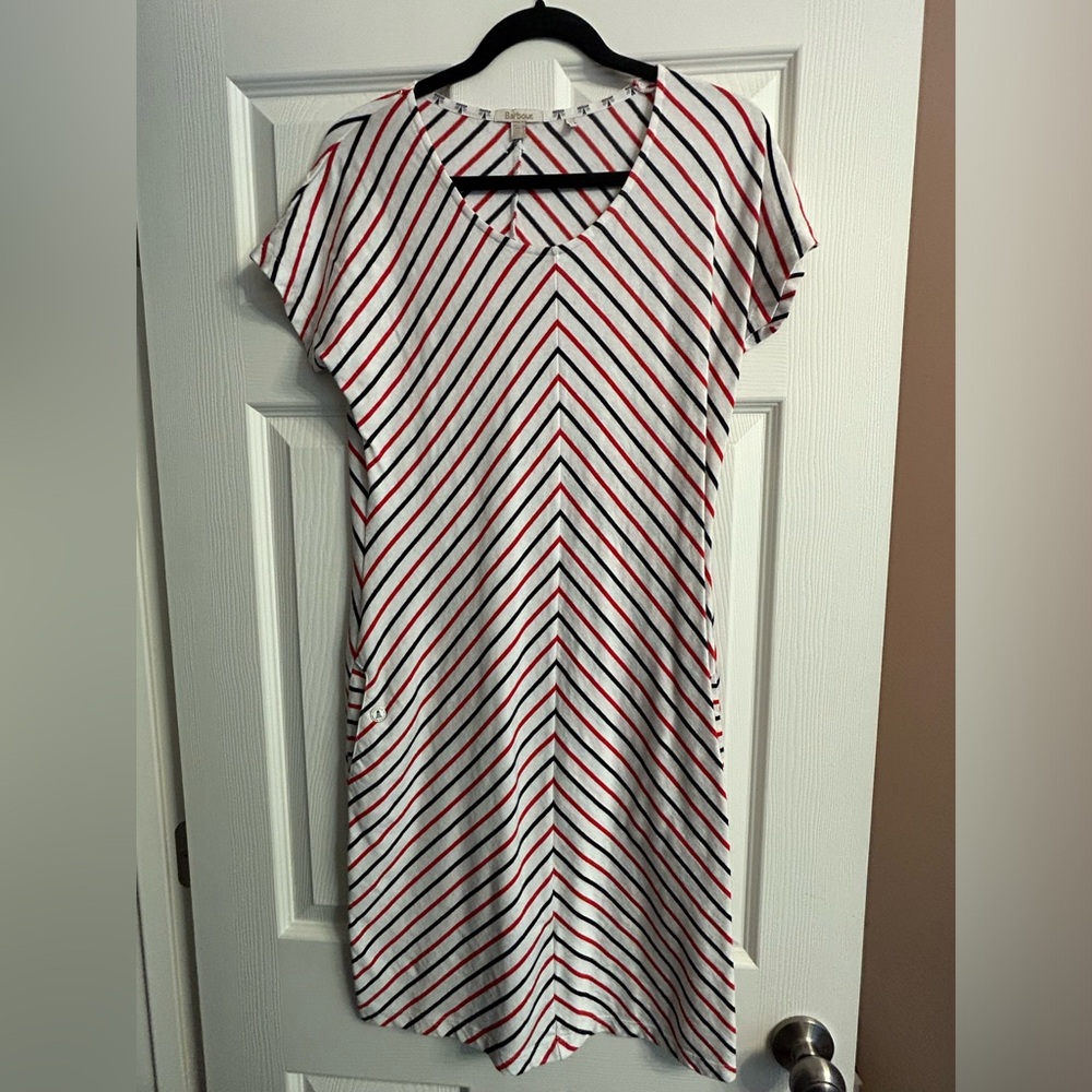 Barbour Nautical Style Red, White and Blue Striped Whitmore Dress